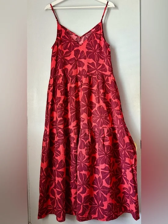 Women’s Tiered Maxi Dress - A New Day.. Burgundy Floral - Picture 3 of 6